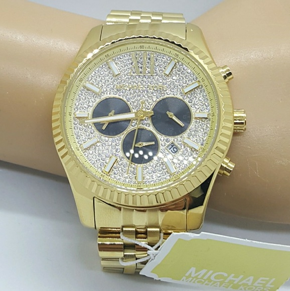 1 LEFT IN STOCK-NEW MICHAEL KORS GOLD MEN'S WATCH - Picture 1 of 8